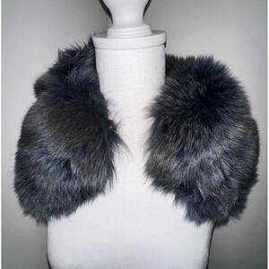 Real Navy / Grey Fox Fur Collar – DIY Fur Piece for Sleeves